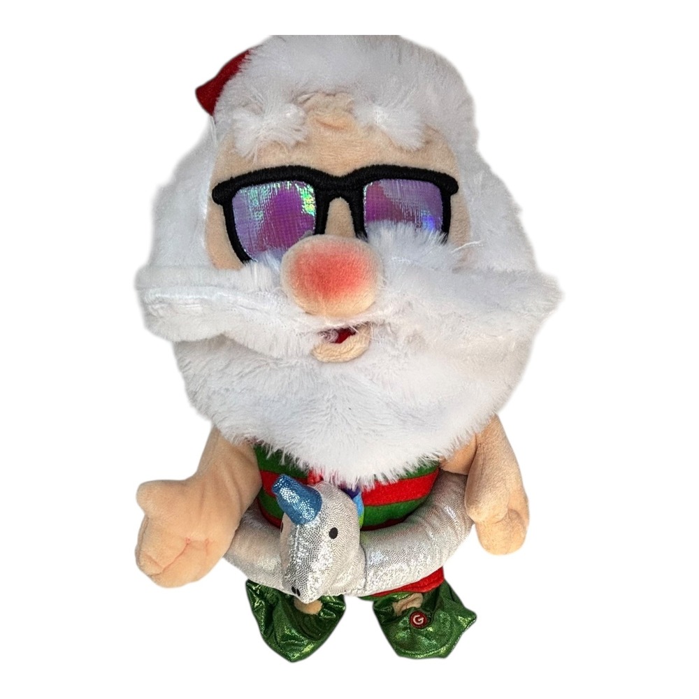 Gemmy Singing Santa Claus PRIDE Doll‎ Sunglasses Unicorn Pool Float Christmas